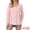 Pink, variant on Women's Button Down Blouse Long Sleeve V Neck Lightweight Top L White