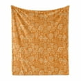 thumbnail image 1 of Sugar Skull Soft Flannel Fleece Blanket, Doodle Dia de los Muertos Themed Print with Skulls Swirls and Flowers, Cozy Plush for Indoor and Outdoor Use, 70" x 90", Marigold and Cream, by Ambesonne, 1 of 6