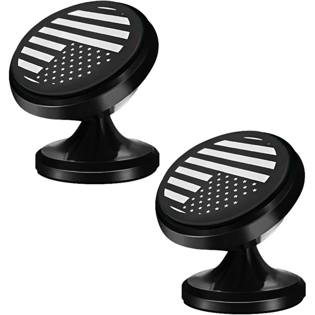 GFDYREE Lot de 2 Supports de Téléphone pour Voiture, Support de Téléphone Cellulaire Drapeau Américain à Rotation 360°, Réglable, Support de Téléphone Intelligent Portable en Alliage d'Aluminium à Super Succion pour Tableau de Bord, Tous les Téléphones Intelligents (Noir)
