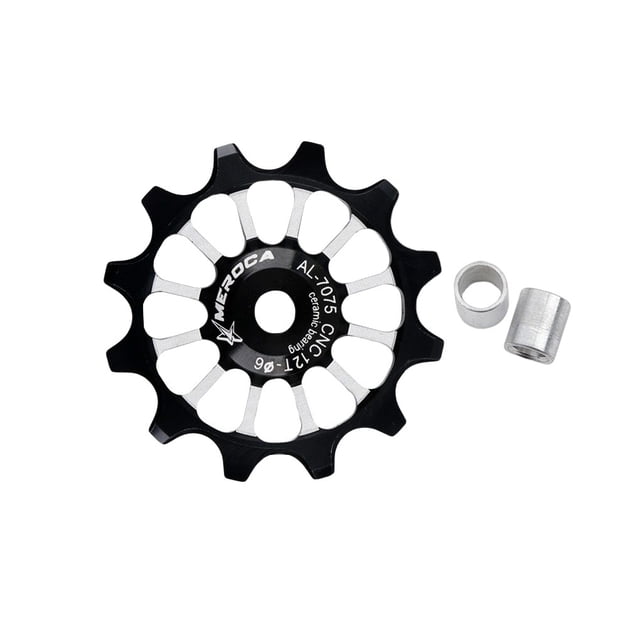 Greeniant Desviador trasero 12T Ajuste mejorado Instalación práctica Ahorro de trabajo Polea de dientes profundos Cojinete de rodillos Ciclismo Negro 12T