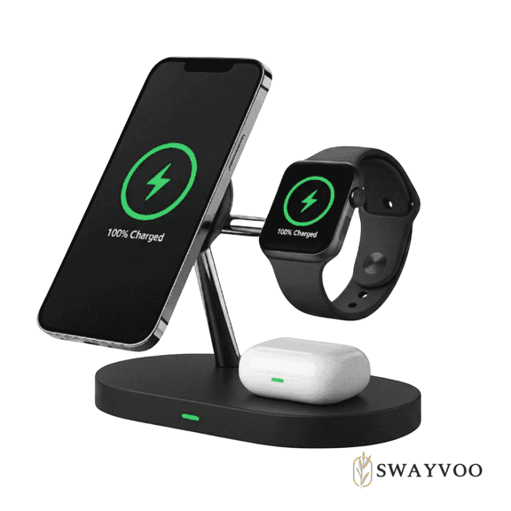 Swayvoo 3-in-1 Charging Station for iPhone & Apple Watch – Wireless Charger for iPhone 16/15/14/13/12/11/X Pro Max, AirPods Charger & Charging Station for Multiple Devices