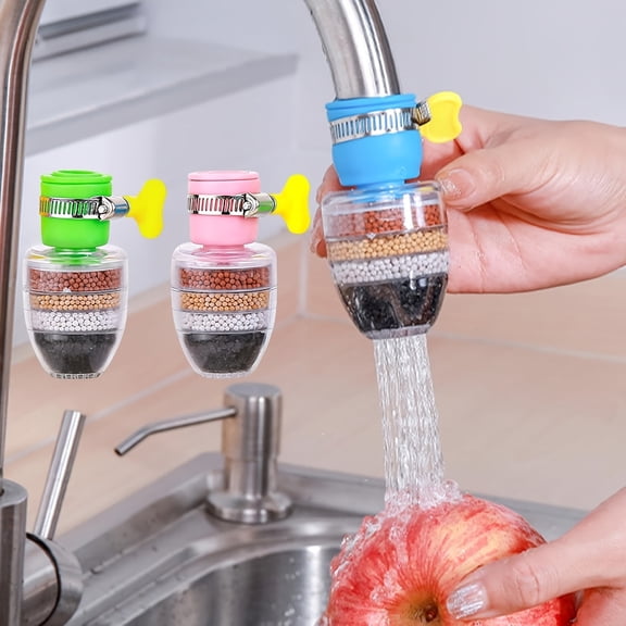 Faucet Water Filter Featuring Activated Carbon Filtration and Universal Metal Clamp Design, Durable Kitchen Sink Water Filter for Tap Water Purification and Skin Care, Practical