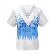 thumbnail image 4 of Ounisa Womens Short Sleeve T Shirts V Neck Digital Print Mesh Panel Pullover All Over Print Casual Spring Summer Fashion Tops S-2XL, 4 of 5