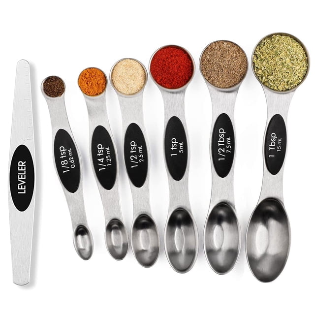 Juego de cucharas medidoras BIDFUL magnéticas de acero inoxidable, 7 piezas