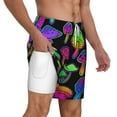 thumbnail image 3 of Goofa Bright Mushrooms Printed Men's Swim Trunks Board Shorts Quick Dry Mens Swimming Trunks with Compression Liner,Breathable Fit Hawaii Beach Shorts-3X-Large, 3 of 9