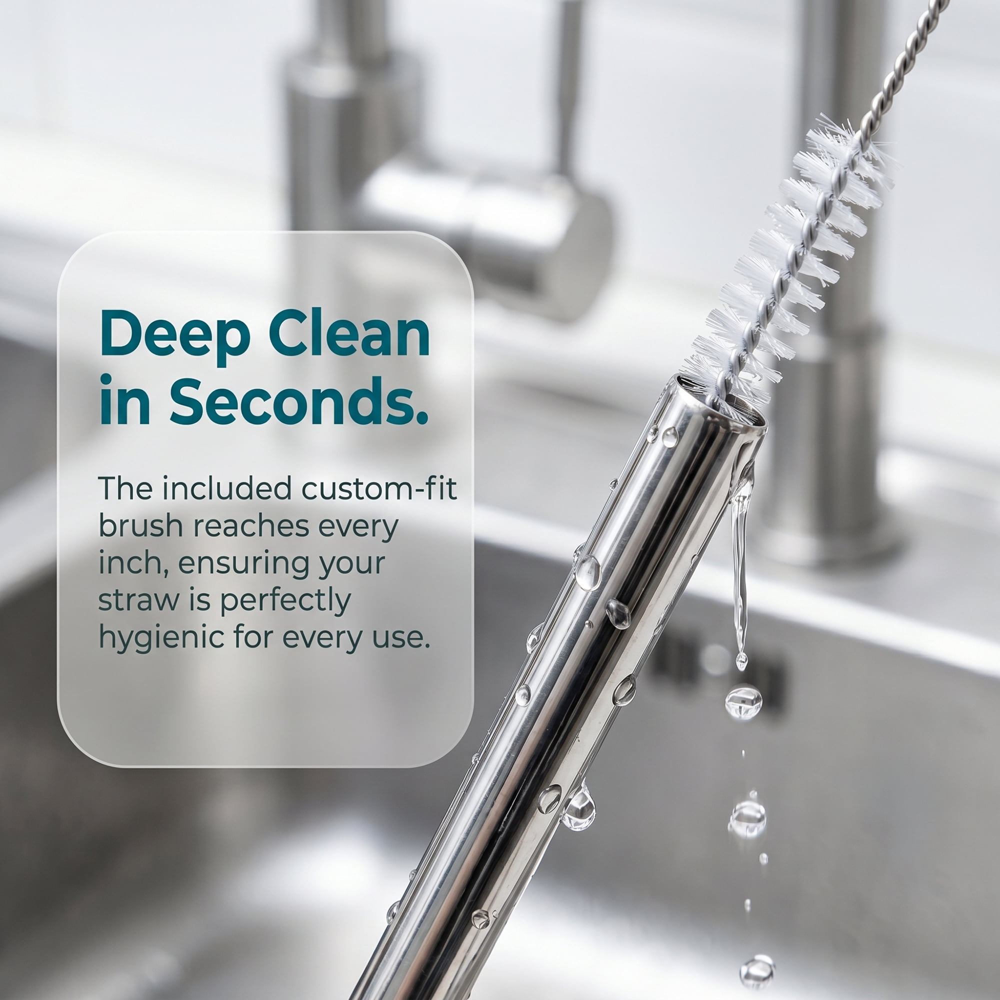 Unique Bargains 8Pcs Reusable Stainless Steel Straws with Brush Straight Pipe 0.5" x 10.4"