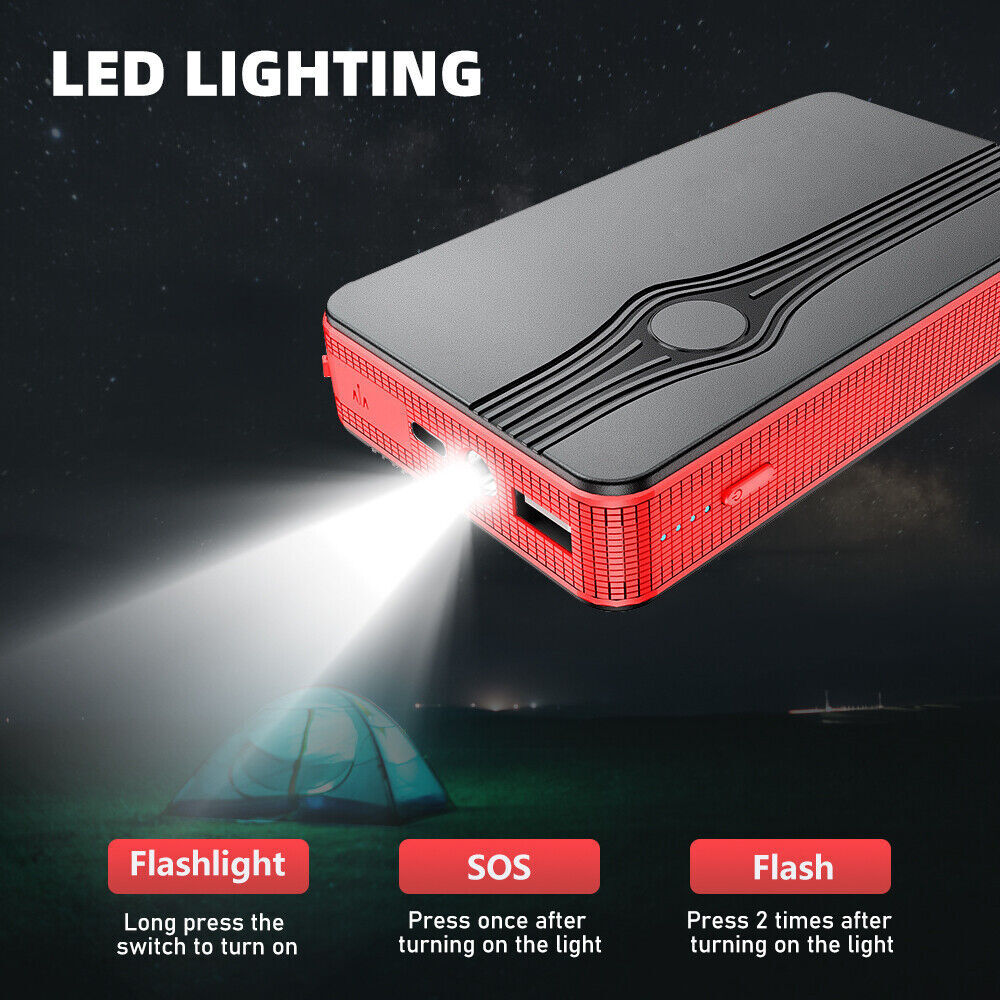 20000mAh 12V Car Jump Starter Portable USB Power Bank Battery Booster Clamp 300A