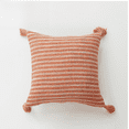 thumbnail image 4 of Funda de almohada con flecos de color liso y cuadrícula rayada con textura de lino y algodón de tejido grueso, 4 of 5