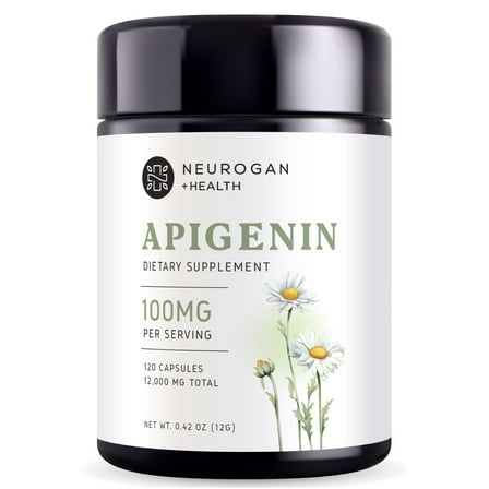 Apigenin Supplement Capsule - 100mg per Serving - Pure Apigenin - Apigenin Chamomile for Mood Support, Maintain Healthy Stress Levels - Made in USA - 120 Capsules, 120 Servings Neurogan Health