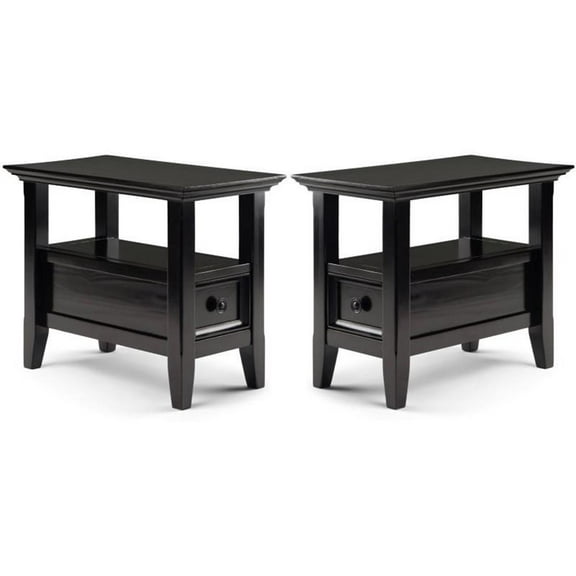 Home Square 2-Piece Narrow End Table with Storage Set in Hickory Brown