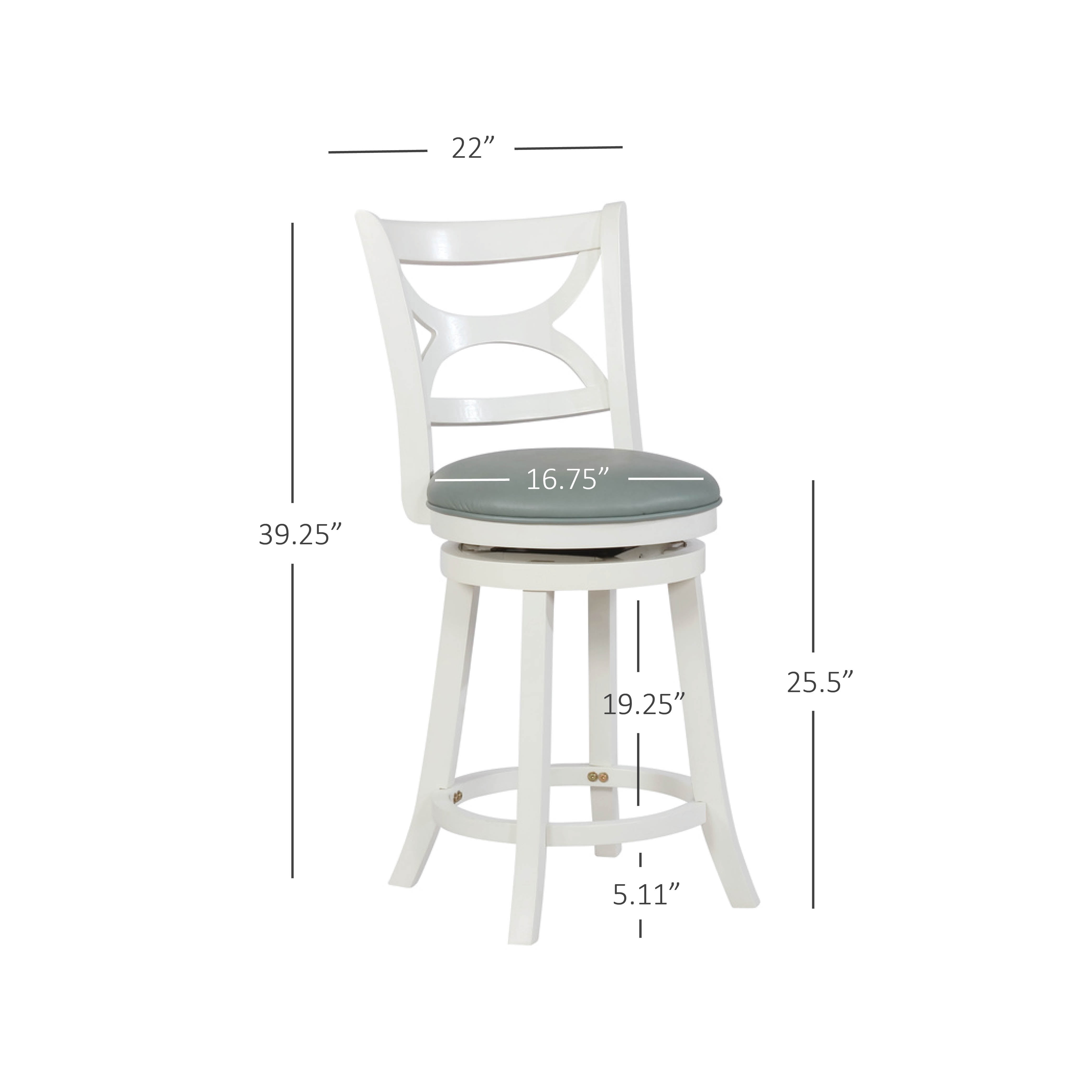 Powell Sawyer Counter Stool, 24" Seat Height, Cream Finish with Sky Blue Fabric