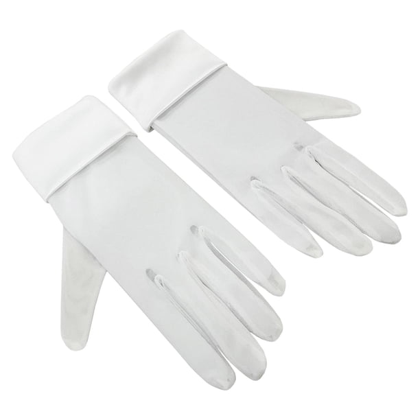 Elegantes guantes de novia Longitud de la muñeca Guantes de boda blanca Tul Guantes cortos de para Matrimonio Accesorios