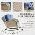 thumbnail image 4 of PARKWELL Outdoor Patio Rocking Chair Wicker High Back Rocker Lounge Chair with Cushion for Backyard Deck Porch,Navy, 4 of 6