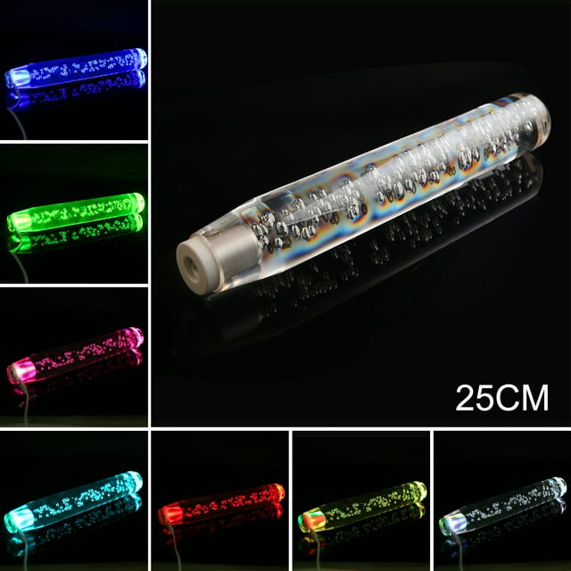 TFixolLED Light RGB Shift Knob Stick Crystal Transparent Bubble Gear Shifter10cm/15cm/20cm/25cm/30cm,Multicolor Gradient Shift Knob Universal