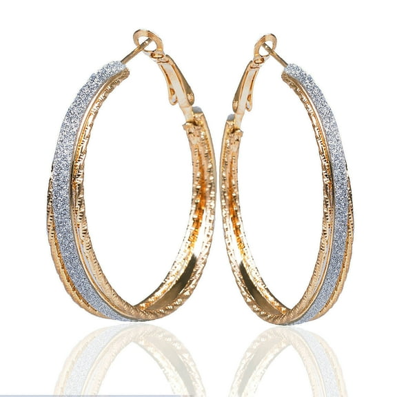 Women's Silver Filled Sparkle Big Hoop Earrings Valentine's Day Gift Idea Gm173 2" inches