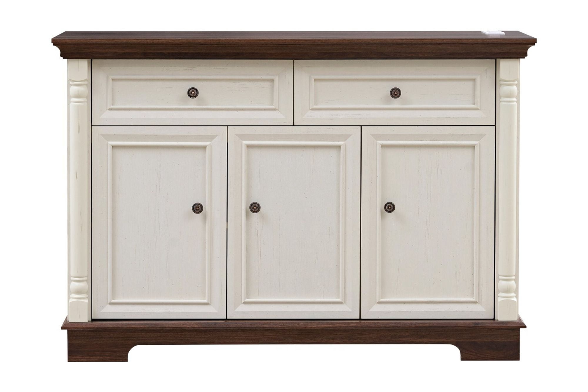 AENKYO Farmhouse Buffet Cabinet with Storage and Charging Station, Rustic Sideboard for Dining or Living Room, Antique White