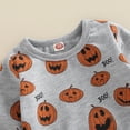thumbnail image 3 of Toddler Baby Girl Boy Halloween Outfit Pumpkin Crewneck Sweatshirt Long Sleeve Shirts Top and Pants Set Fall Winter Clothes, 3 of 7