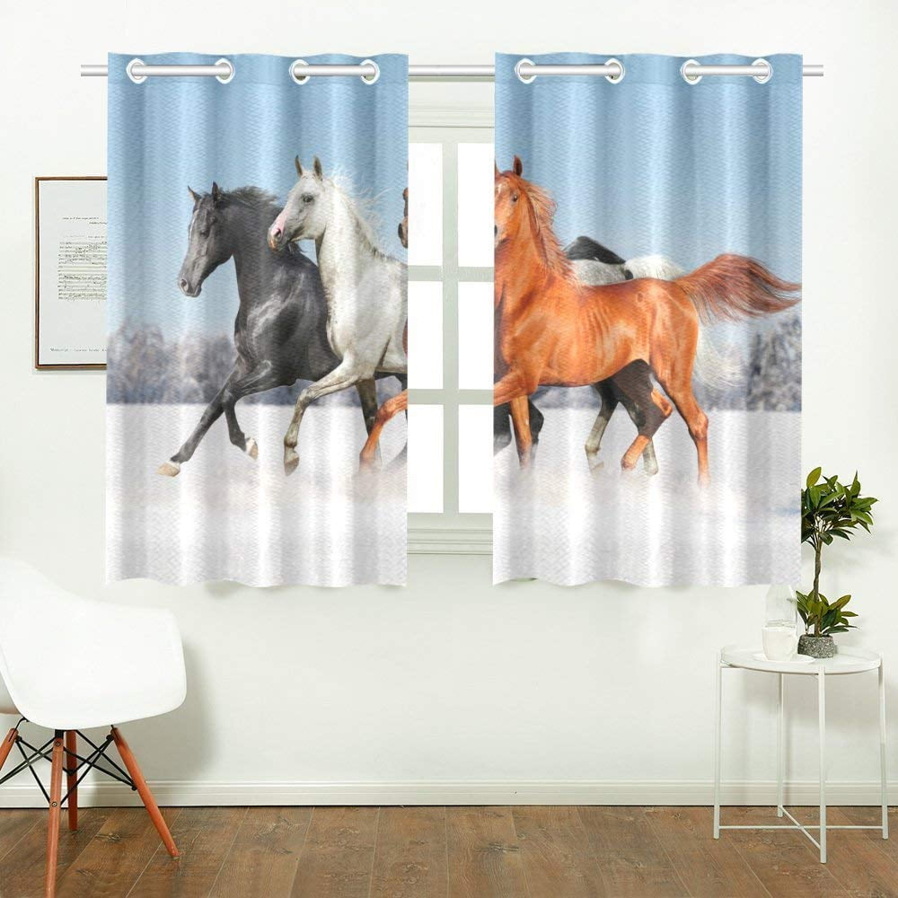 CADecor Horse Pattern Print Window Treatment Panel Curtains Window ...