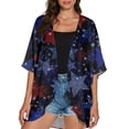 thumbnail image 4 of JULMCOMO 4th of July Lightweight Cardigans for Women Red White Blue Half Sleeve Patriotic Kimono Cover Ups Summer Tops Dark Blue L, 4 of 6