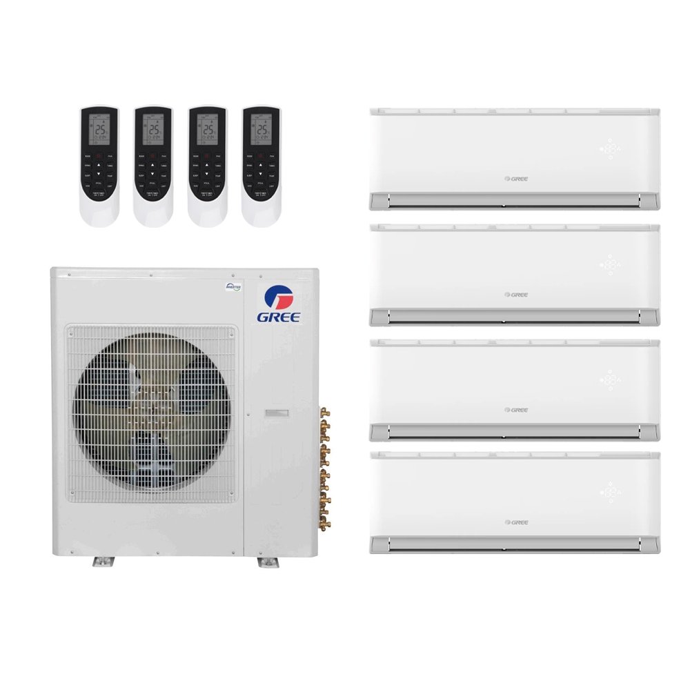 Gree 48,000 Btu 21 Seer 4-Zone Ductless Mini Split System - 12K-12K-12K-12K  - MULTI42HP230V1CO - (4) LIVS12HP230V1BH - Walmart.com