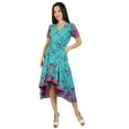 thumbnail image 3 of Bimba Womens Asymmetrical Shift Dress with Pockets Print Cotton Classic Midi Dresses, 3 of 9
