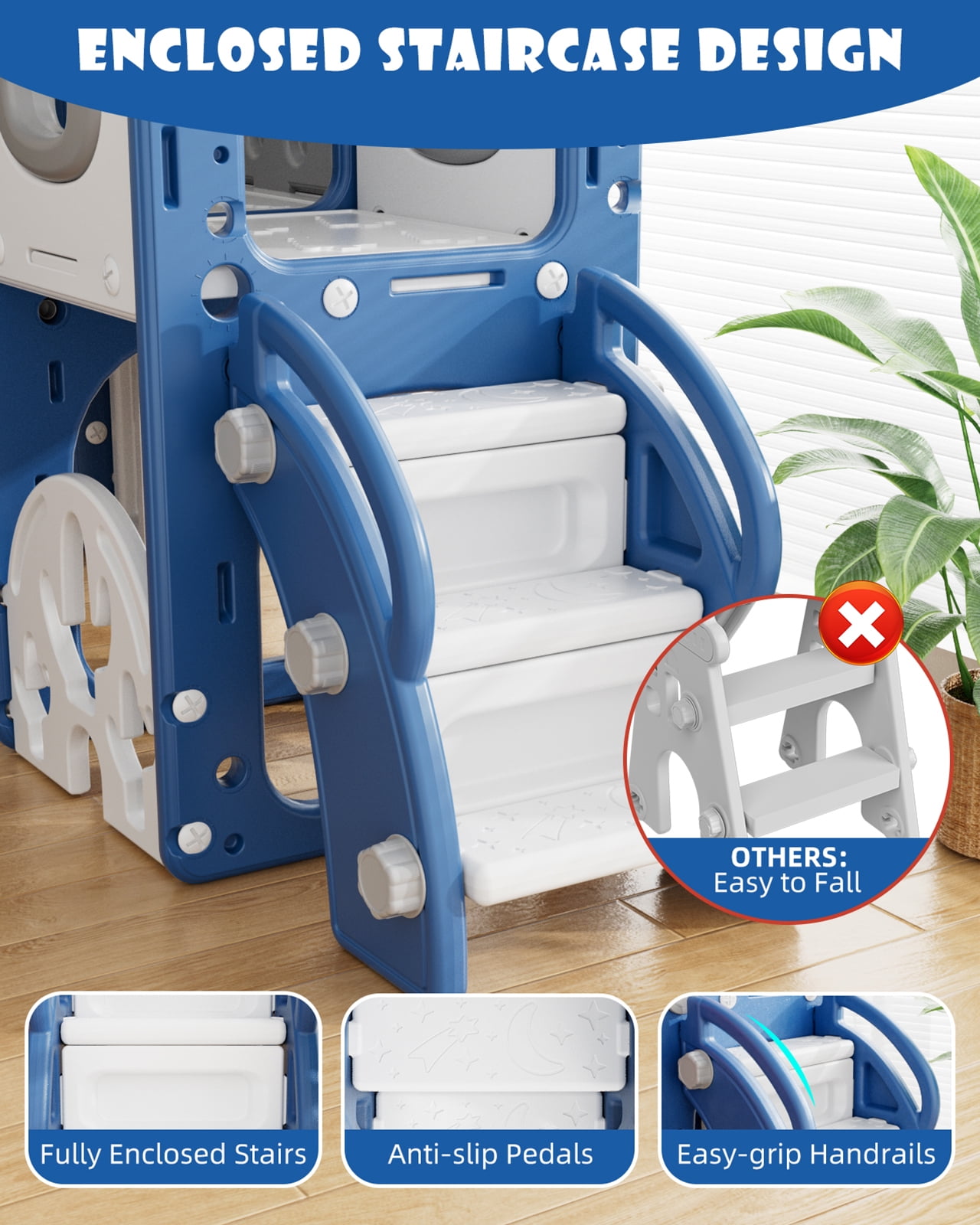 KORIMEFA 13 in 1 Toddler Slide Set, Kids Slide for baby Age 1-4, New Upgrade with Golf Set, Basketball Hoop, Drawing Board for Indoor Outdoor Playset,Toddler Playground,Blue