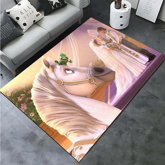 FUBUKED Princess Ra punzel Rug Ultra Soft Cartoon Rugs for Bedroom Bathroom Home Living Room Cute Theme Doormat Crystal Velvet Carpets Floor Sofa Mat