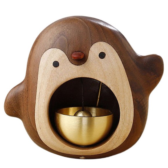 Small Penguins Shopkeepers Wooden Bell Rustic Decorative Hanging Door Chimes Present for Friends Family