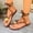 Brown, variant on Women's Plus Size Bohemian Beaded Clip Toe Sandals, Ethnic Flat Beach Design, Lightweight Comfortable Outdoor Vacation Shoes Black 36