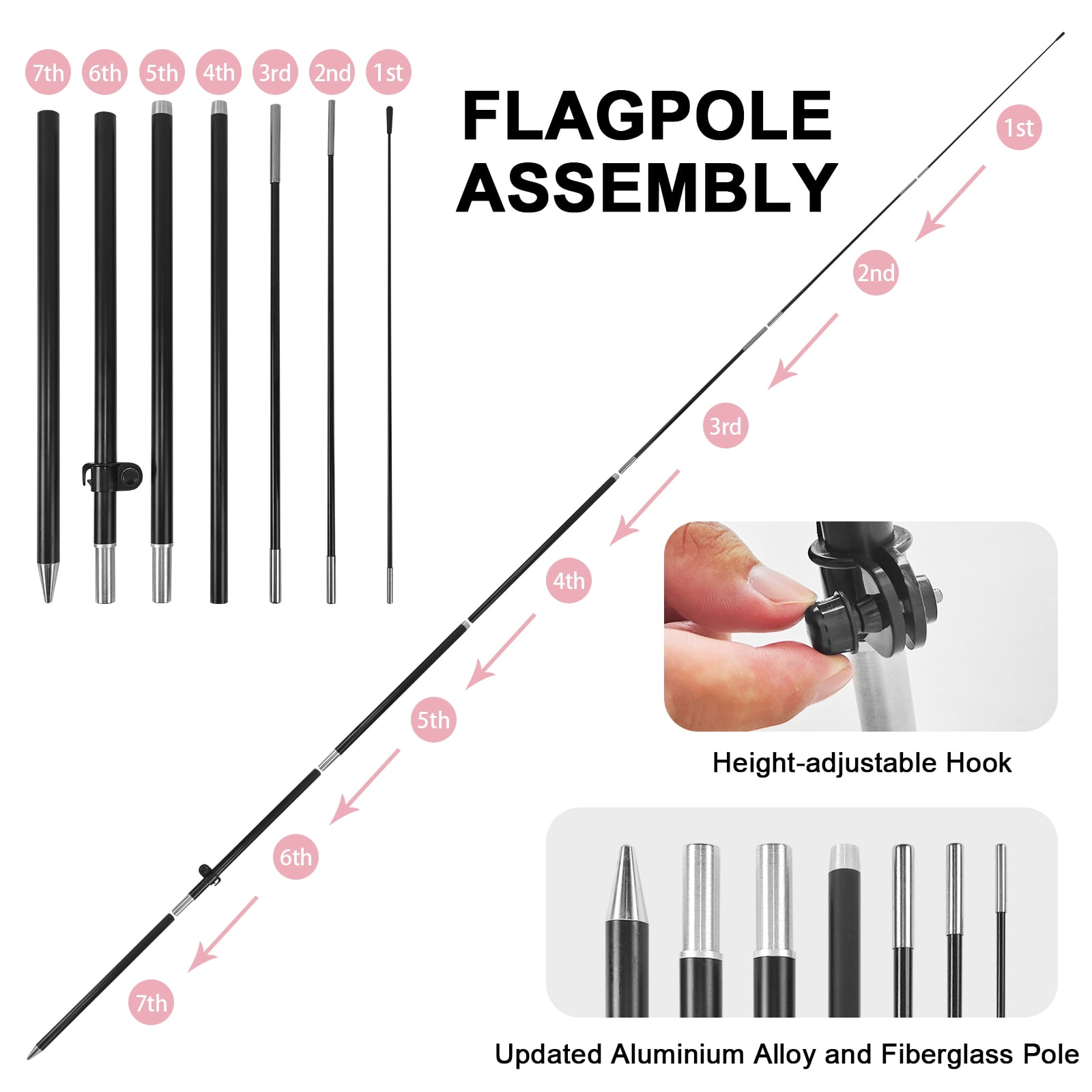 QSUM Ice Cream Feather Flag with Flag Pole Kit and Ground Spike, 8.2FT Ice Cream Windless Flag Banner Sign Business for Outdoor Advertising Sign Decoration Display