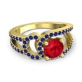 thumbnail image 3 of 2.50 Ct Round Shape Red Ruby & Blue Sapphire Gemstone Sparkle Wedding Ring for Ladies Solid 14K Yellow Gold Size 3.5 by Diamond-Capitals, 3 of 8