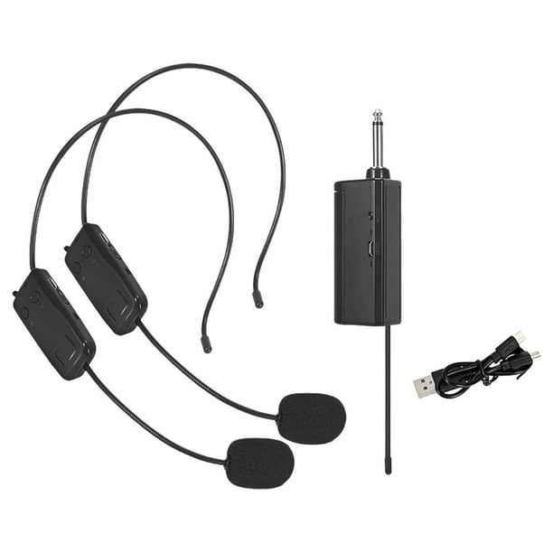 Micrófono de diadema, sistemas de micrófono inalámbrico UHF Micrófono de diadema Alcance de 30 m Uso múltiple para Auriculares duales