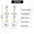 thumbnail image 4 of APSVO 18K Gold Plated Drop Earrings for Women Pearl CZ Lightweight Hypoallergenic Post Dangle Earrings Wedding Birthday Prom Graduation Jewelry Gifts Teen Mom Her Bride Bridesmaid Wife Adults Ideas, 4 of 8