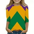 thumbnail image 2 of CLOISE 3/4 Sleeve Kids Shirts Girls Boys Toddler Mardi Gras Purple Crew Neck Tops Print Outfits Fall Winter Clothes 3T, 2 of 5