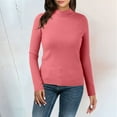 thumbnail image 2 of Kcodviy Women Casual Solid Color Bottoming Shirt Slim High Collar Knitted Long Sleeved Top Womens Thermal Tops Long Sleeve Plus Size Womens Long Sleeve Thermal Top Mens Thermal Top Pack Womens Thermal, 2 of 5