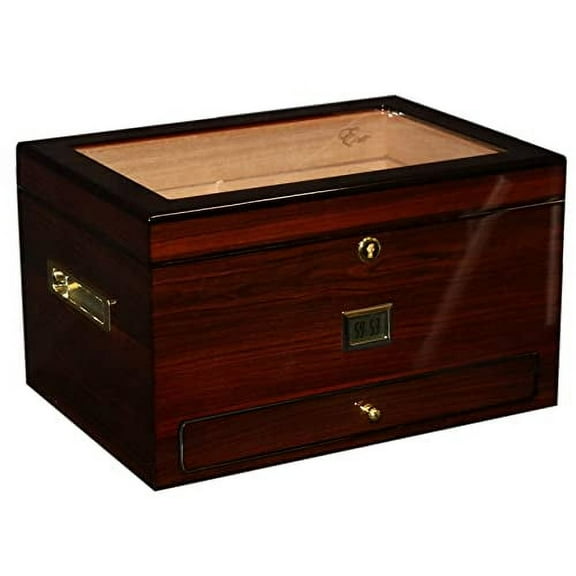 High Gloss 100CT Cigar Display Humidor with Accessory Drawer and Pickup Tray (70~120 Cigars)