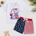 thumbnail image 2 of Kaprioy Boys Summer Outfits 4th of July Baby Boy Outfit USA Flag Short Sleeve Shirt Elastic Shorts 2Pcs Toddler Boys Fourth of July Outfits, 2 of 6