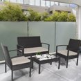 thumbnail image 1 of Gymax 4 PC Rattan Patio Furniture Set Garden Lawn Sofa Cushioned Seat Wicker Sofa, 1 of 10