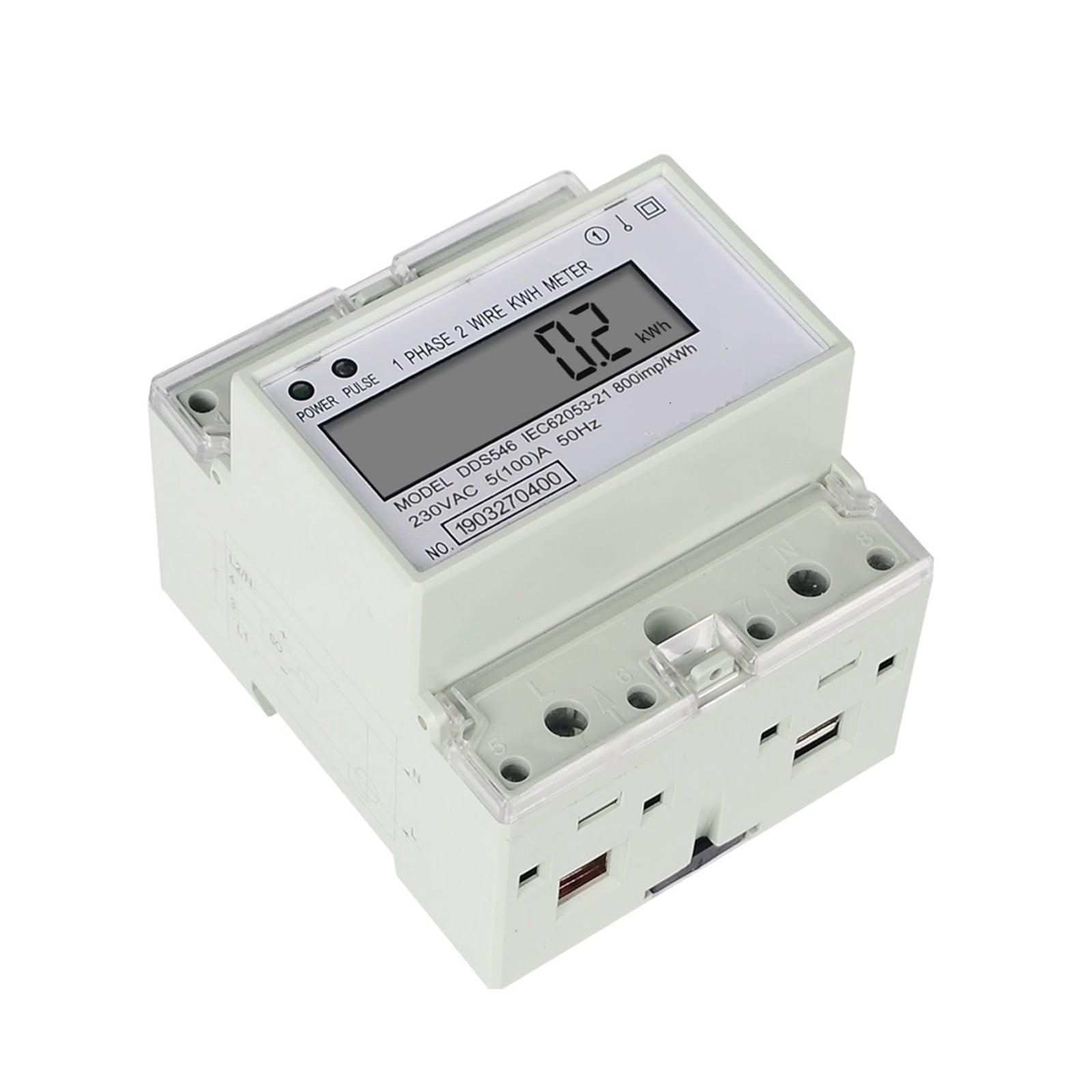 Single Phase 2 Wires Digital Wattmeter Electric Energy Meter Power Energy Consumption Monitor Din Rail 5(100)A Power Consumption Monitor ,Overload Protection
