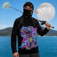 thumbnail image 3 of SEANATIVE Long Sleeve Sun Protection Fishing Hoodie for Men, Fishing Hiking Running Shirts Athletic Outfits Lightweight Breathable Rash Guard, M, Dinosaur Lightning Print Violet Black, 3 of 7