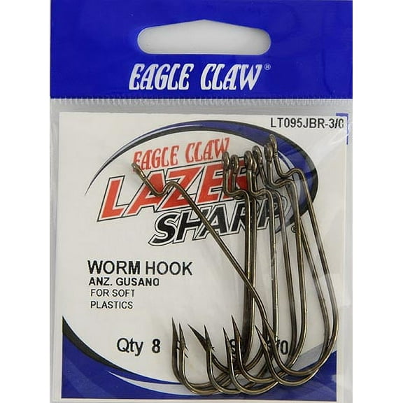 Lazer Sharp LT095JBRH3/0 Worm Sproat Double Barb Hook, Bronze, Size 3/0, 8 Pack