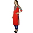 thumbnail image 5 of Bimba Women Red Rayon Tunic 3/4 Sleeve Kurta Kurti Casual Formal Clothing, 5 of 8