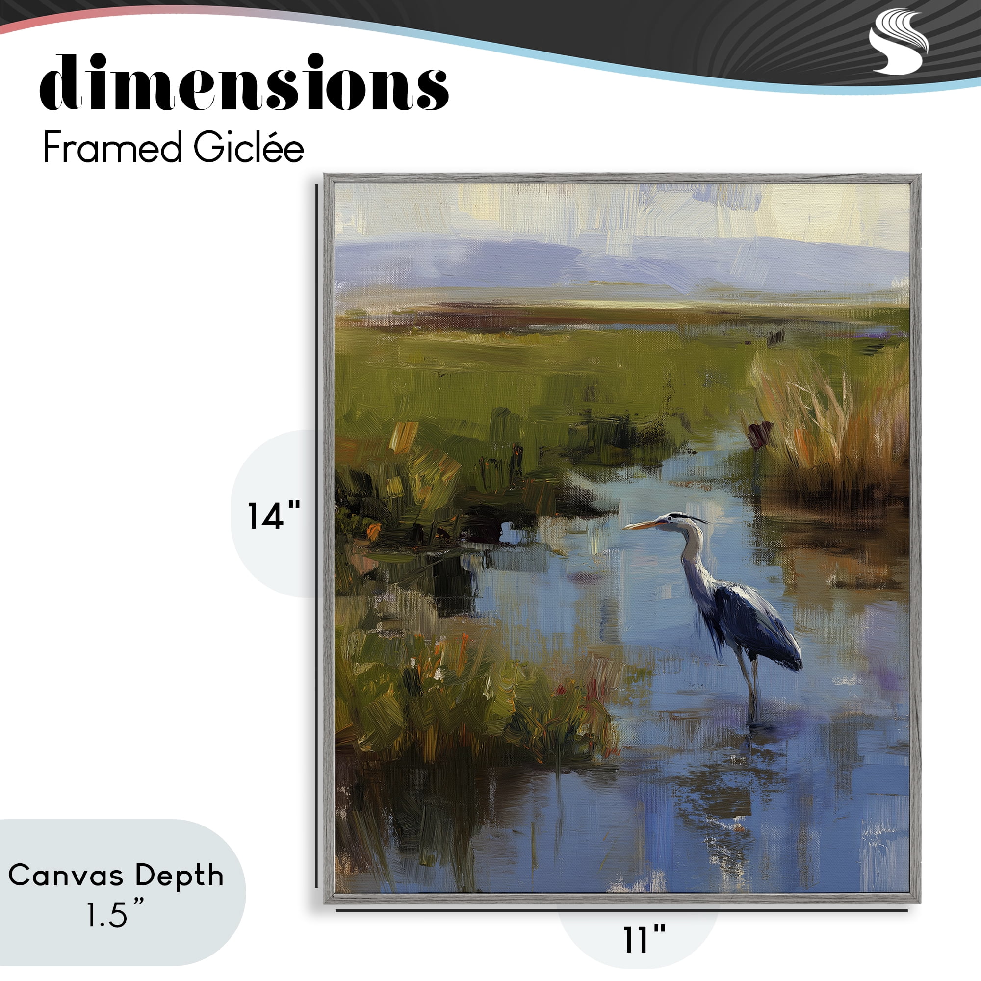 Stupell Industries Bird Among The Reeds Gray Framed Giclee Art, design by Svetlana Aleynikova