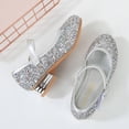thumbnail image 5 of VeFlora Girls Dress Shoes, Glitter Princess Shoe, Flower Mary Jane Low Heels, Party Wedding Prom Footwear for Toddler Kids(Silver/3.5-4 Years Little Child), 5 of 7
