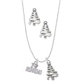 thumbnail image 1 of Delight Jewelry I 'Heart' Running Silver tone Zig Zag Christmas Tree Charm Necklace and Stud Earrings, 1 of 4
