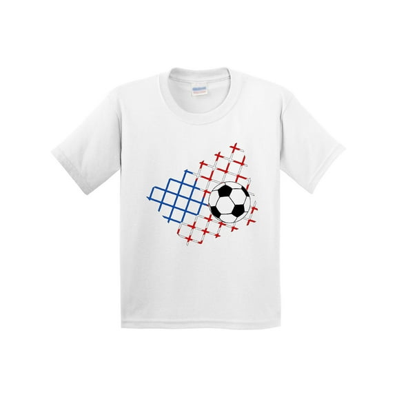 Inktastic Soccer Ball, Net with American Flag Colors Youth T-Shirt