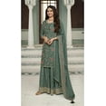 thumbnail image 2 of Mehndi Function Wear Indian Designer Shalwar Kameez Suits Pakistani Plazzo Dress ( Green, XS - 36 ), 2 of 5