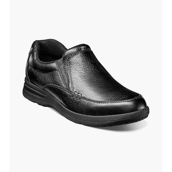 Nunn Bush Cam Men's Moc Toe Slip On, Black Tumbled, 7