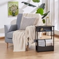 thumbnail image 3 of Vintage Side Table with Storage Shelf, 3 Tier Slim End Table Modern Sofa Table for Narrow Spaces, 24.6 Inch Height Bedside Table Small Nightstand with Magazine Rack Space Saving/Black, 3 of 8