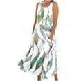 thumbnail image 2 of QUNYINEY Women's Dresses Sleeveless Leaf Casual A-Line Dress with Pockets Flowy Crew Neck Maxi Sundress, 2 of 5